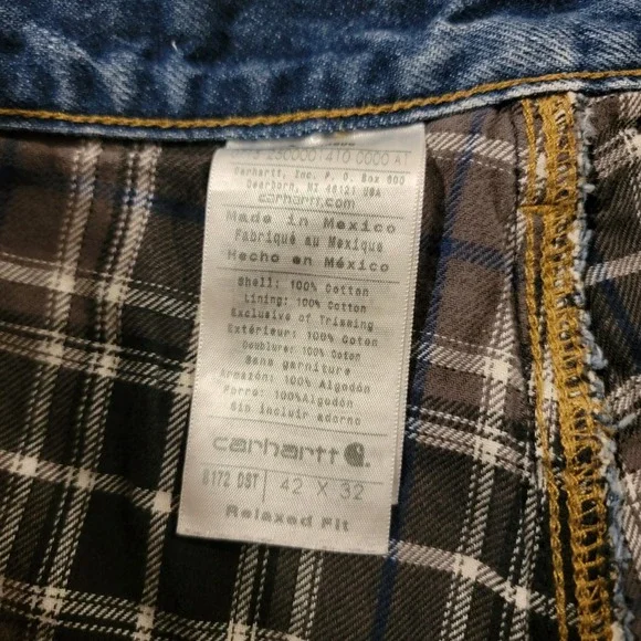 Carhartt Flannel Lined Jeans Men's 42 X 32 B21 DST Relaxed Fit Work Wear - Picture 8 of 8